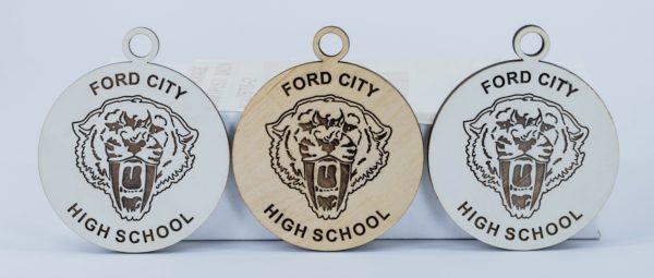 Ford City Saber Laser Engraved Wood Ornament