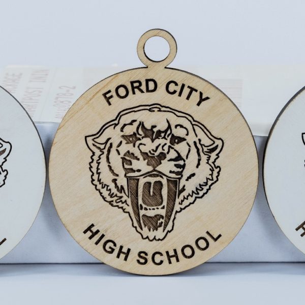 Ford City Saber Laser Engraved Wood Ornament