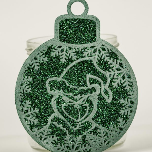 Laser Engraved Plexiglass Grinch Ornament
