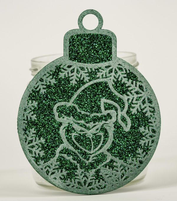 Laser Engraved Plexiglass Grinch Ornament