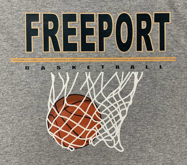 Freeport Basketball Printed Basketball in Net Emblem - Various Garments